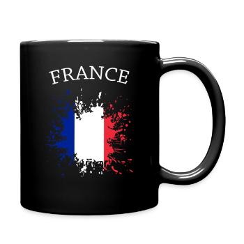 Französische Flaggen Splatter - Tasse einfarbig - Schwarz - Rechts