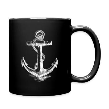 Nautical Anchor Silhouette - Full Colour Mug - black - Right