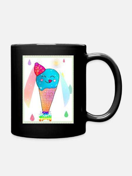 Kunterbunte Kawaii-Eiscreme - Full Colour Mug - black