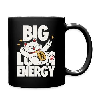Big Luck Energy Lucky Cat - Full Colour Mug - black - Right