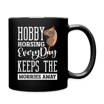 Hobby Horsing Jeden Tag Reiten - Tasse einfarbig - Schwarz - Rechts