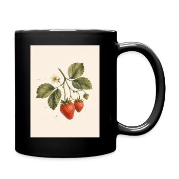 Doux comme une fraise | Botan fraise vintage - Mug uni - noir - Droite