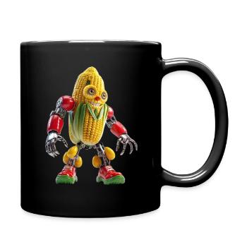 CORN BOT - The Cute Bio-Organic Robot - Full Colour Mug - black - Right