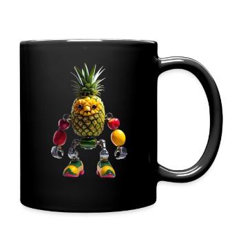 PINEAPPLE BOT - The Cute Bio-Organic Robot - Full Colour Mug - black - Right