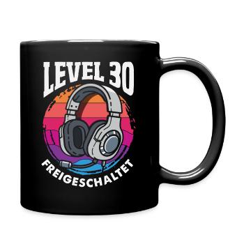 Level 30 Freigeschaltet Gamer - Tasse einfarbig - Schwarz - Rechts