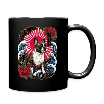 Französische Bulldogge im Japanischen Tattoo Stil - Tasse einfarbig - Schwarz - Rechts
