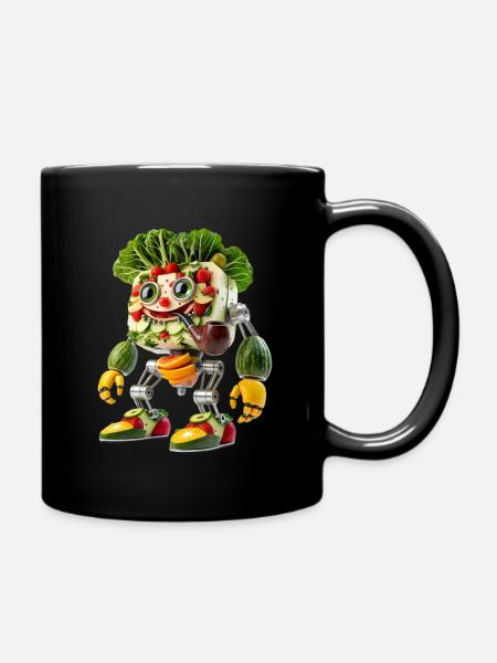 Garden Harvest Robot: Organic Synthetic Cyborg - Full Colour Mug - black