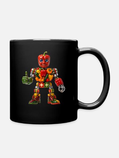Bell Pepper Robot: Organic Synthetic Cyborg - Full Colour Mug - black