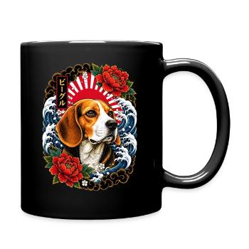 Beagle dans le style de tatouage Irezumi japonais - Mug uni - noir - Droite