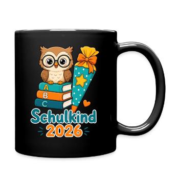 Schulkind Eule 2026 Lernfreude - Tasse einfarbig - Schwarz - Rechts