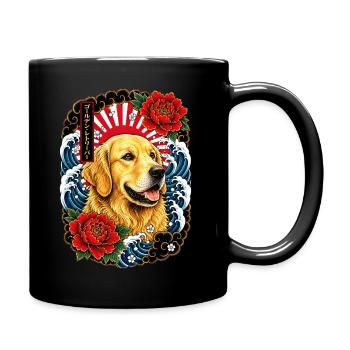 Golden Retriever im japanischen Tattoo Stil - Tasse einfarbig - Schwarz - Rechts