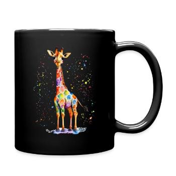 Bunte Aquarell Giraffe - Tasse einfarbig - Schwarz - Rechts