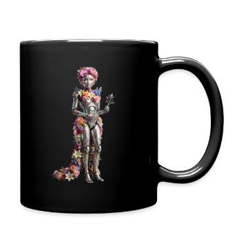 Blumen-Cyborg-Königin - Tasse einfarbig - Schwarz - Rechts