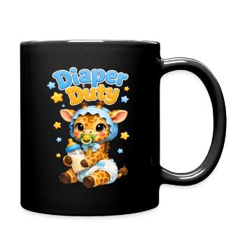 Windeldienst-Giraffenbaby - Tasse einfarbig - Schwarz - Rechts