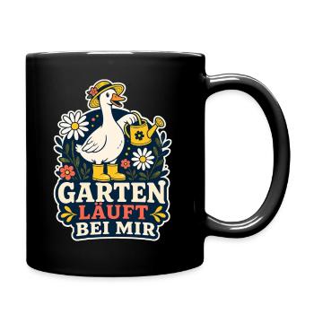 Garten läuft bei mir – Garten-Gans - Tasse einfarbig - Schwarz - Rechts