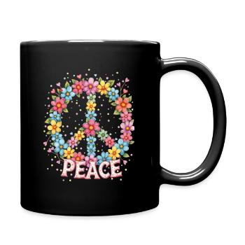 Signe de paix en floraison dans un style aquarelle - Mug uni - noir - Droite
