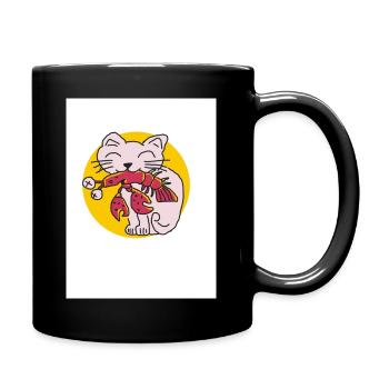 Kätzchen mit Krebs - Tasse einfarbig - Schwarz - Rechts