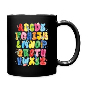 Colorful Watercolor Alphabet for Back to School - Full Colour Mug - black - Right