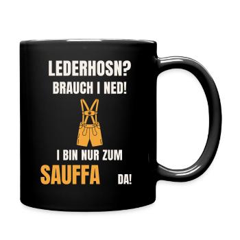 Lederhosn Brauch i ned - Sauffa Spruch Tracht - Tasse einfarbig - Schwarz - Rechts