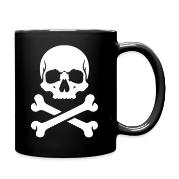 Estampe de pirate de crâne et os - Mug uni - noir - Droite
