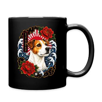 Jack Russell Terrier im Japan Tattoo Stil - Tasse einfarbig - Schwarz - Rechts