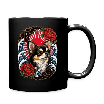 Chihuahua im japanischen Irezumi Tattoo Stil - Tasse einfarbig - Schwarz - Rechts