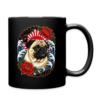 Mops im japanischen Irezumi Tattoo Stil - Tasse einfarbig - Schwarz - Rechts