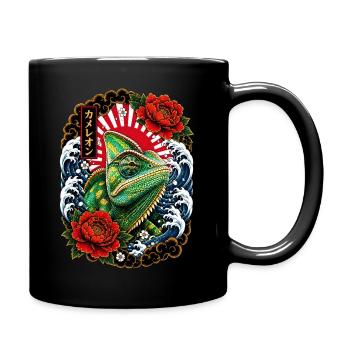 Chamäleon im japanischen Irezumi Tattoo Stil - Tasse einfarbig - Schwarz - Rechts