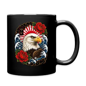 Weißkopfseeadler im japanischen Tattoo Stil - Tasse einfarbig - Schwarz - Rechts