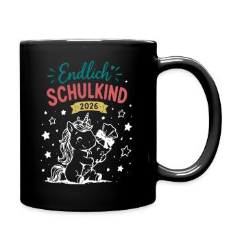 Endlich Schulkind 2026 - Tasse einfarbig - Schwarz - Rechts