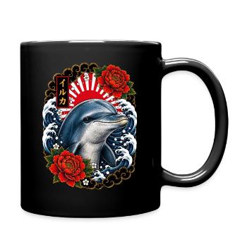 Delfin im japanischen Irezumi Tattoo Stil - Tasse einfarbig - Schwarz - Rechts
