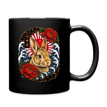 Hase im japanischen Irezumi Tattoo Stil - Tasse einfarbig - Schwarz - Rechts