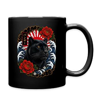 Schwarzer Panther im japanischen Irezumi Stil - Tasse einfarbig - Schwarz - Rechts