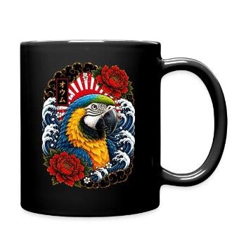Ara Papagei im japanischen Irezumi Tattoo Stil - Tasse einfarbig - Schwarz - Rechts