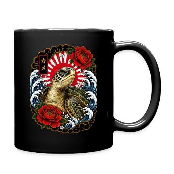 Schildkröte im japanischen Irezumi Stil - Tasse einfarbig - Schwarz - Rechts