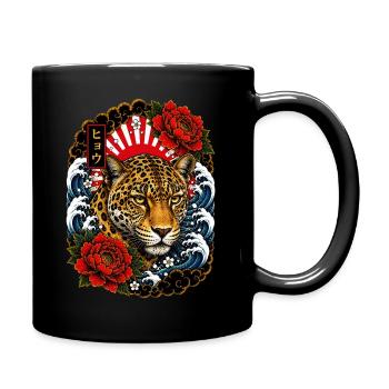 Leopard im japanischen Irezumi Tattoo Stil - Tasse einfarbig - Schwarz - Rechts