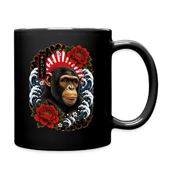 Schimpanse im japanischen Irezumi Tattoo Stil - Tasse einfarbig - Schwarz - Rechts