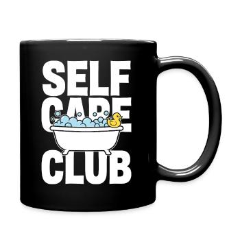 Self Care Club mit Schaumbad und Ente - Tasse einfarbig - Schwarz - Rechts