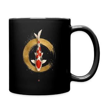 Eleganter Koi – Japanisches Zen Design - Tasse einfarbig - Schwarz - Rechts