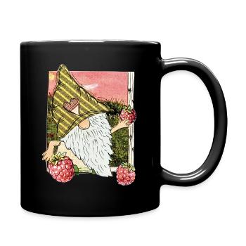 Garden gnome with raspberries - Full Colour Mug - black - Right