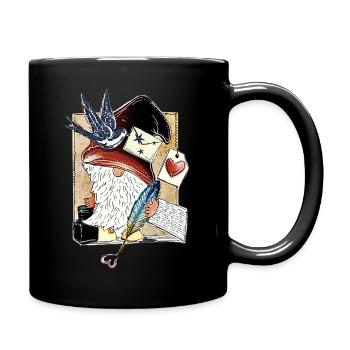 Nain de livre mignon au cœur de plume - Mug uni - noir - Droite