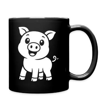 Cute Piggy Silhouette Animal Motif - Full Colour Mug - black - Right