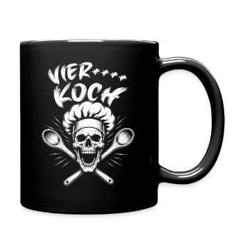 Schädelkoch Punkgrafik - Tasse einfarbig - Schwarz - Rechts