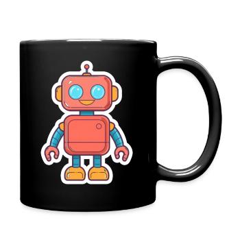 Cuddly Neon Robot - Full Colour Mug - black - Right
