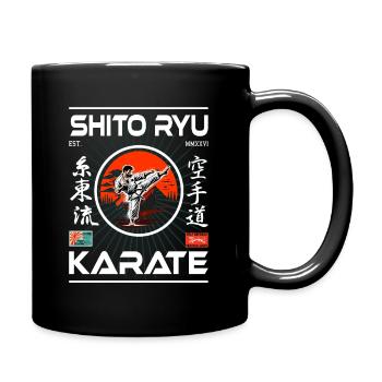 Shito-ryu design with kanji and karateka - Full Colour Mug - black - Right