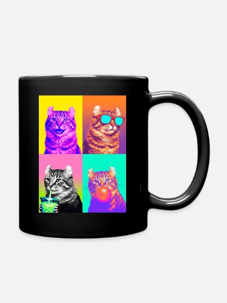 Katzen American Curl Katze - Tasse einfarbig - Schwarz