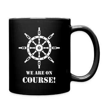 We Are On Course! (Beer / Ship’s Wheel / White) - Full Colour Mug - black - Right