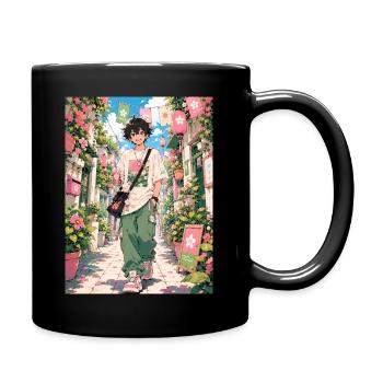 Spring walk through the Blumengasse - Full Colour Mug - black - Right