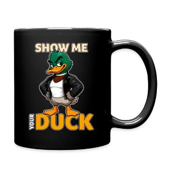 Show Me Your Duck Funny Mallard Pun - Full Colour Mug - black - Right