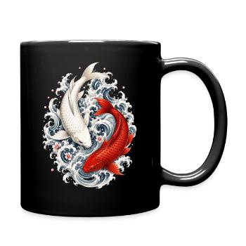 Koi Carp in Japanese Irezumi Tattoo Style - Full Colour Mug - black - Right